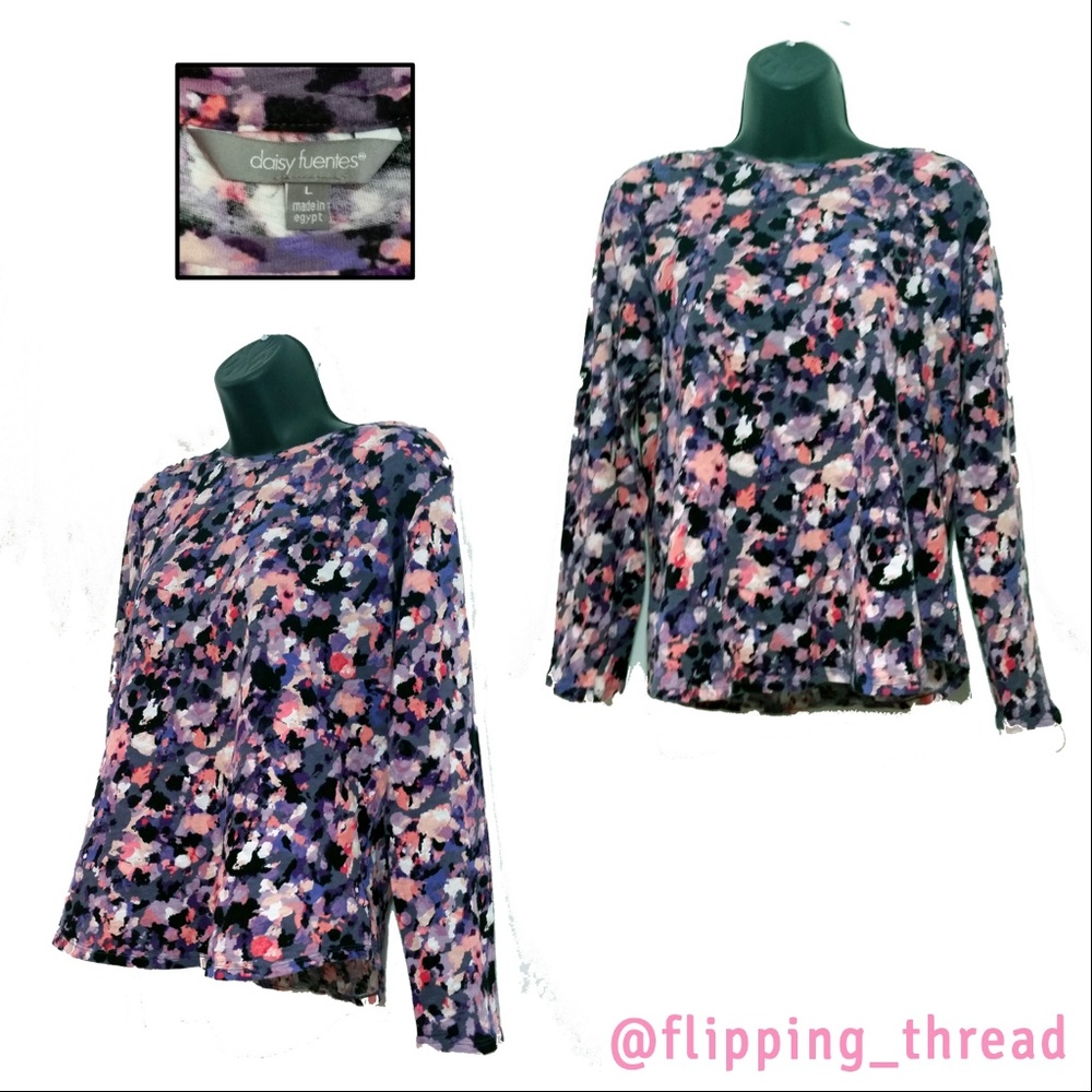 Daisy Fuentes Long Sleeve Floral Top - Size L